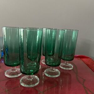Set of Green Glass Goblets